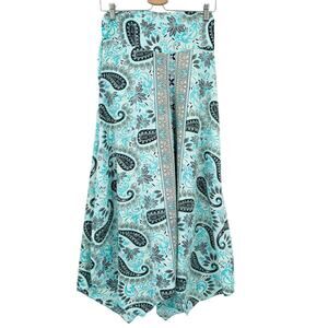 Womens Boho Gypsy Hippie Artsy Silk Blend Paisley‎ Wide Leg Palazzo Pants OS